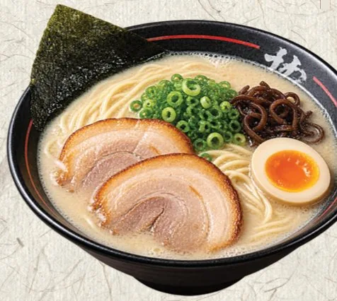 Tonkotsu ramen bowl with chashu pork, soft egg, scallion and nori